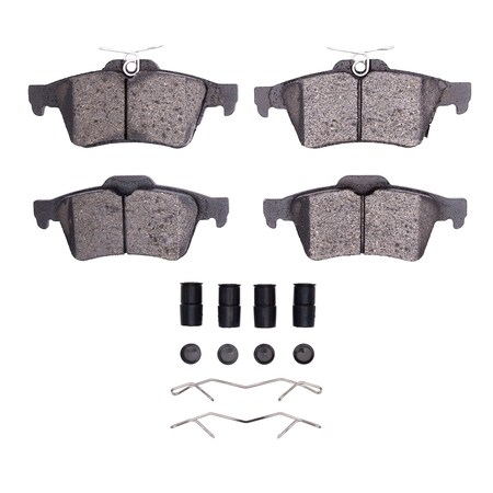 Dynamic Friction Co 3000 Semi-Metallic Brake Pads and Hardware Kit, Low Dust, 100% Copper Free, 100% Asbestos-free, Rear 1311-1564-11